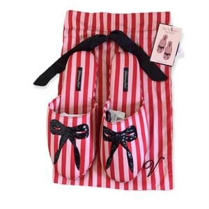 Victoria Secret Pink and red stripe Slippers Size 7/8